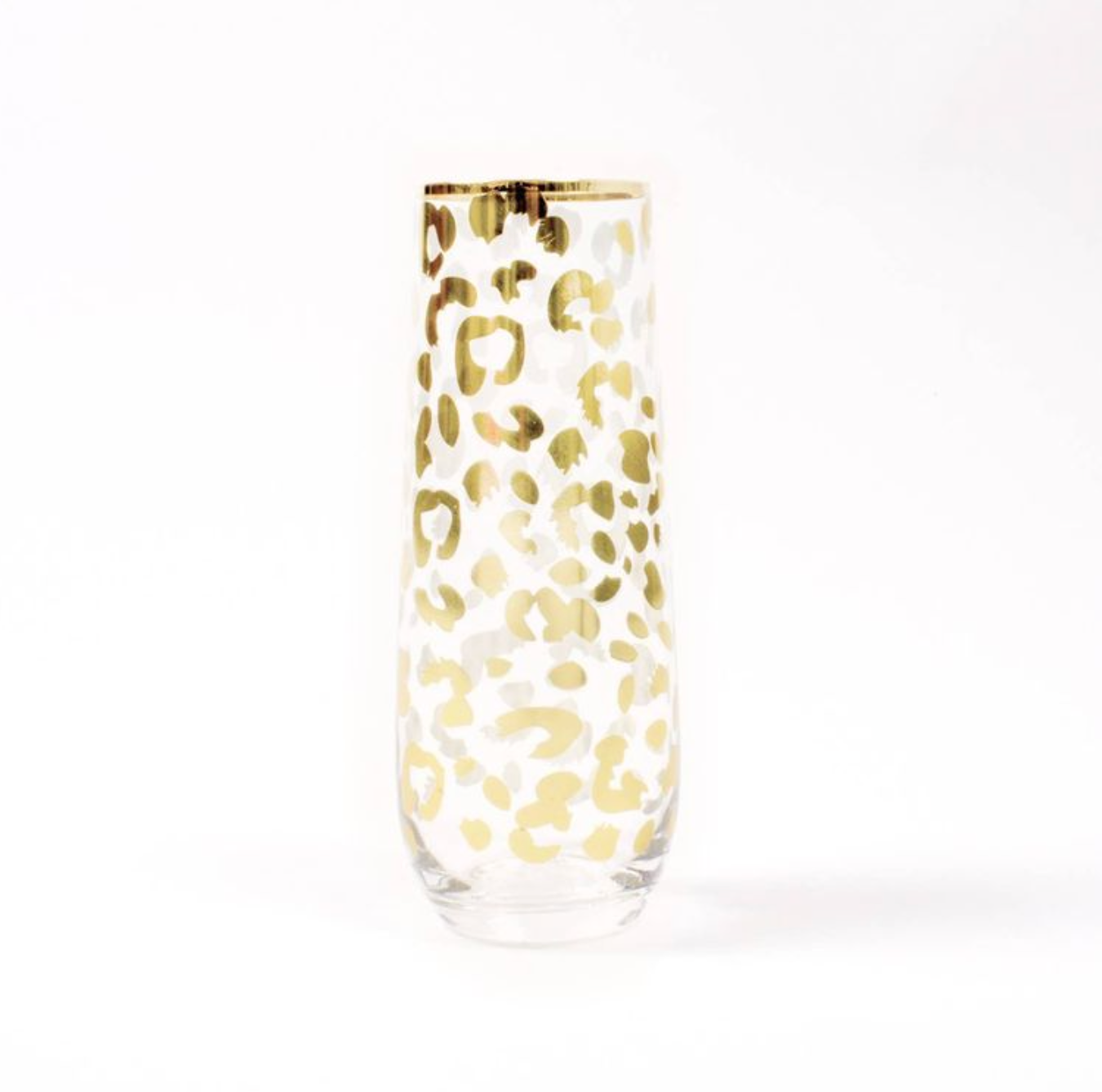 gold leopard stemless champagne glass