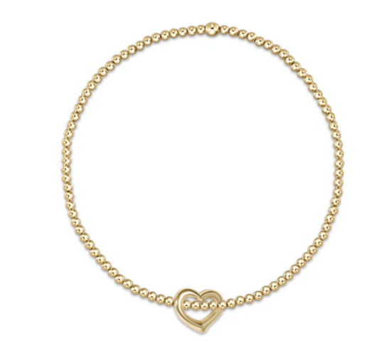 classic gold 2mm bead bracelet - love small gold charm