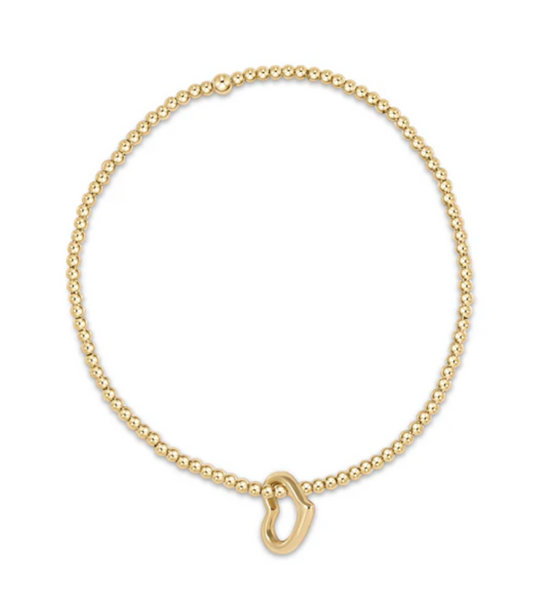 classic gold 2.5mm bead bracelet - love gold charm