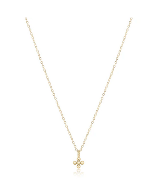 16" necklace gold - classic beaded signature cross small gold charm