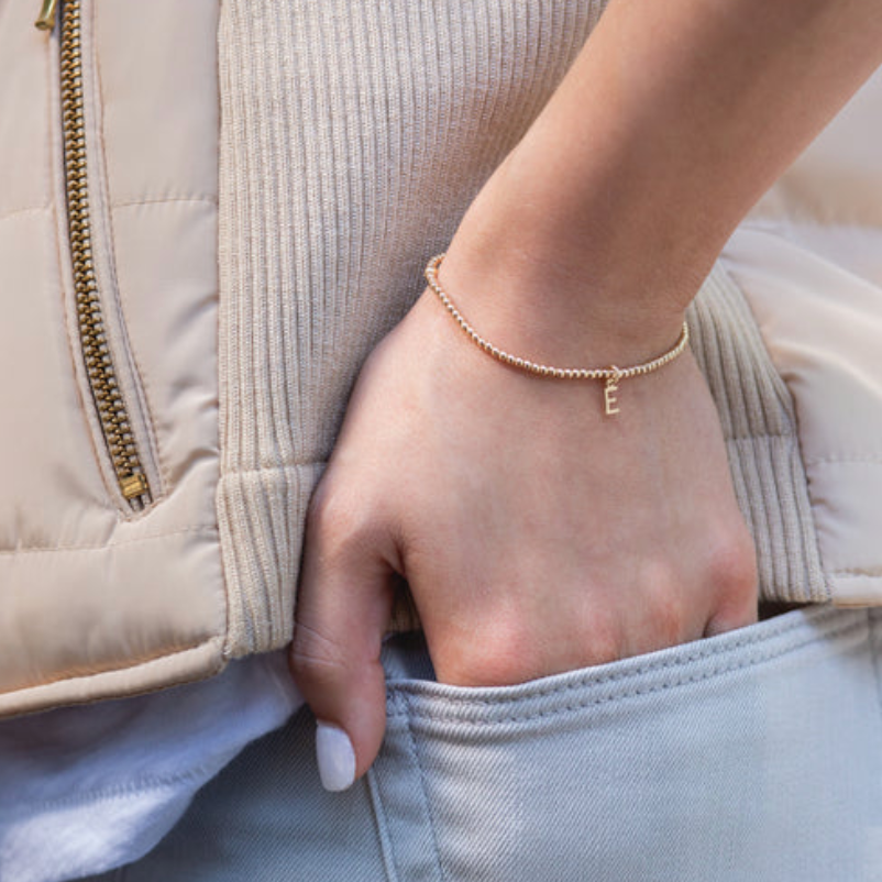 classic gold 2mm bead bracelet - respect gold charm