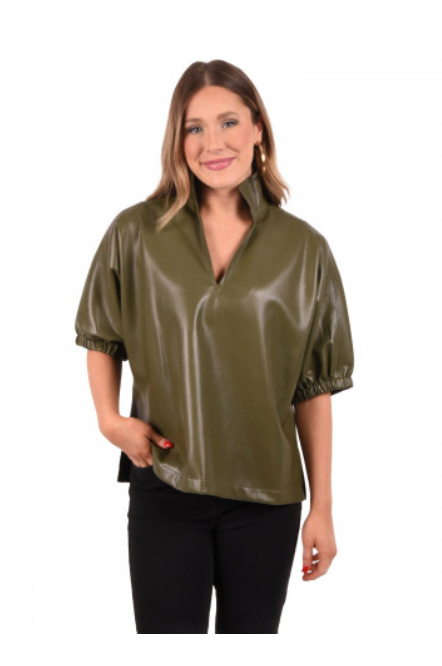 poppy top olive night vegan leather