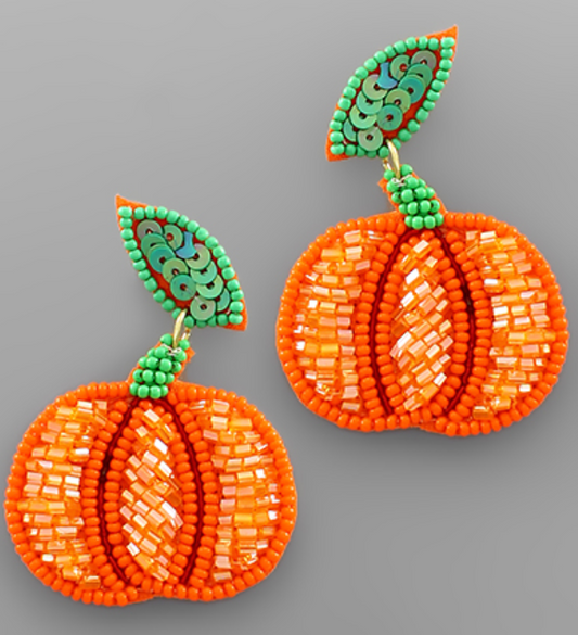 pumpkin beaded earrings