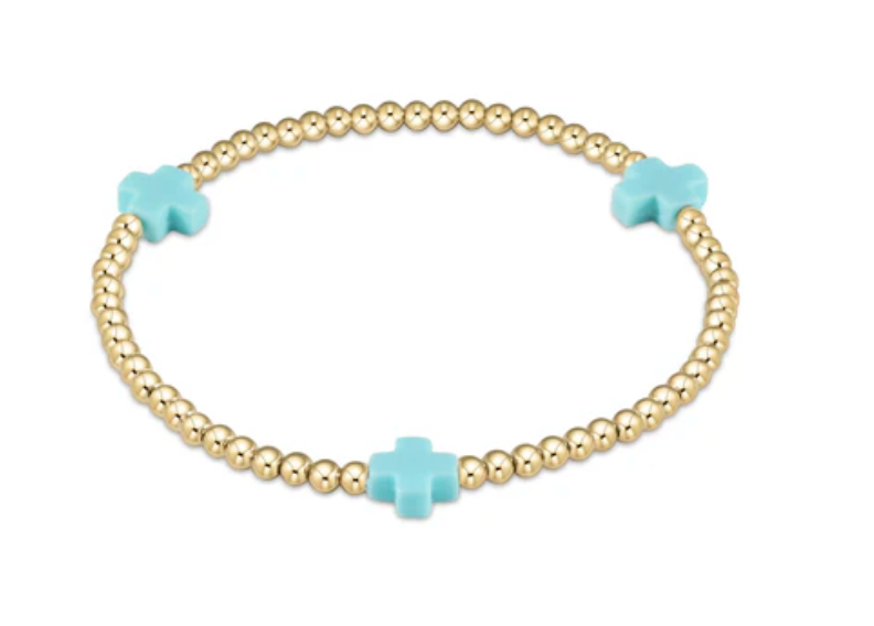 egirl signature cross gold pattern 2mm bead bracelet