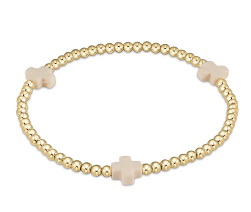 egirl signature cross gold pattern 2mm bead bracelet