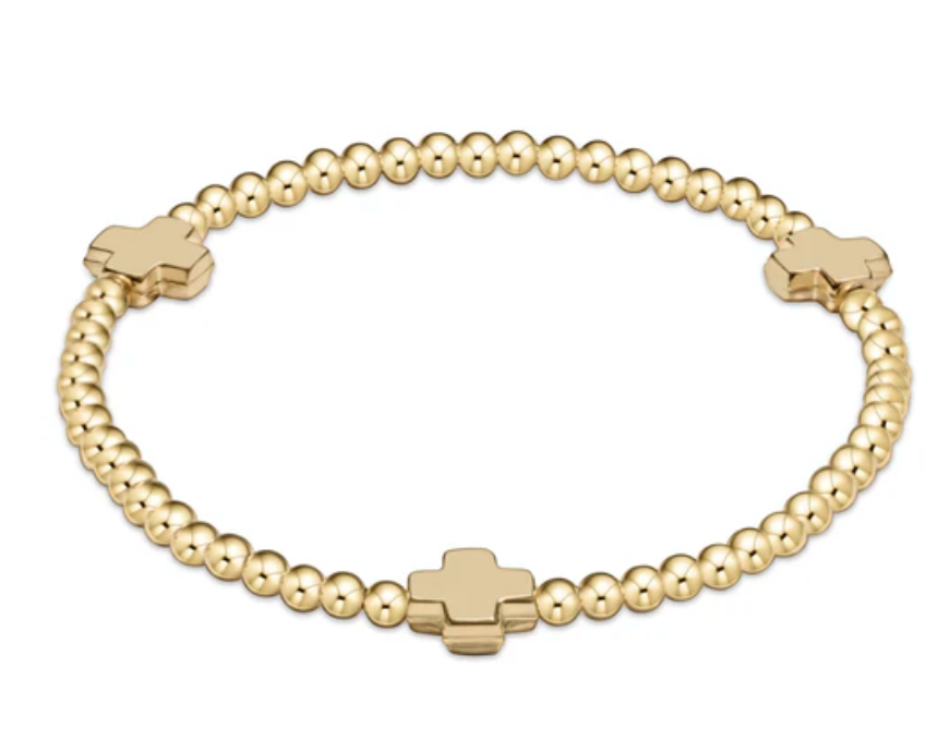 egirl signature cross gold pattern 2mm bead bracelet gold