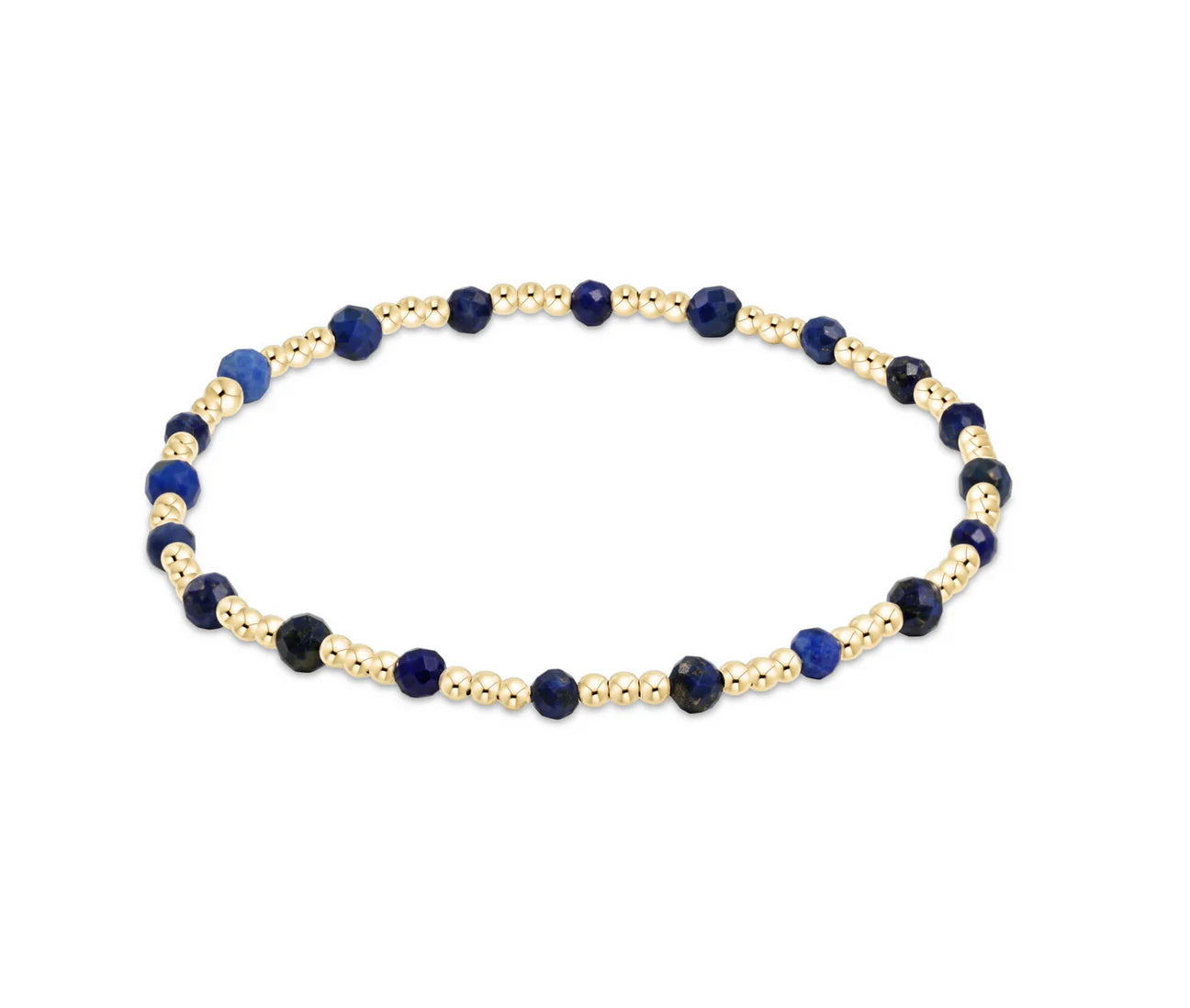 gemstone gold sincerity pattern 3mm bead bracelet lapis