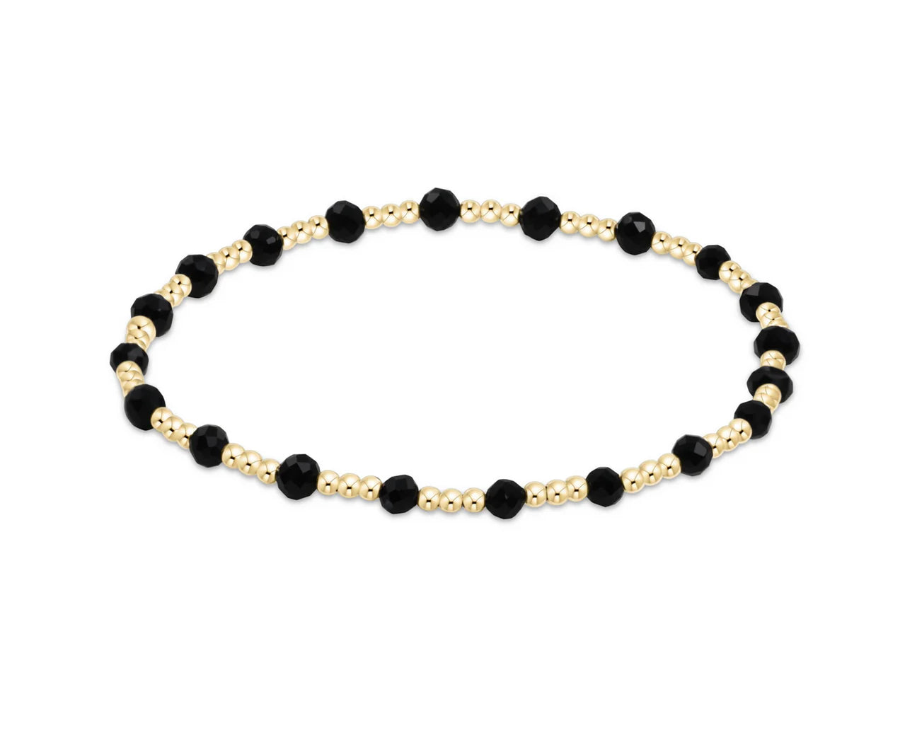 gemstone gold sincerity pattern 3mm bead bracelet faceted onyx