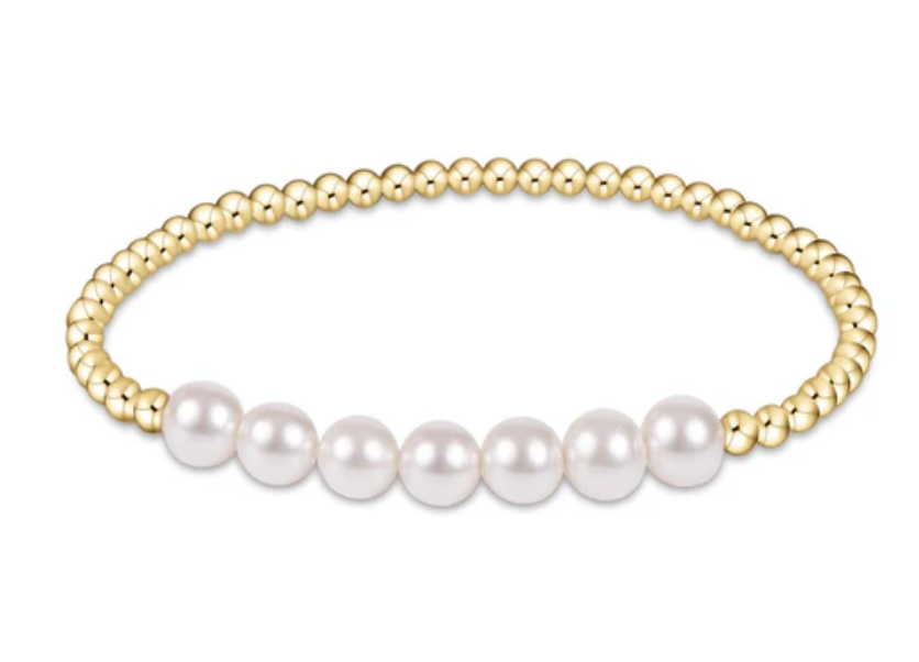 classic gold beaded bliss 3mm bead bracelet- 6mm pearl