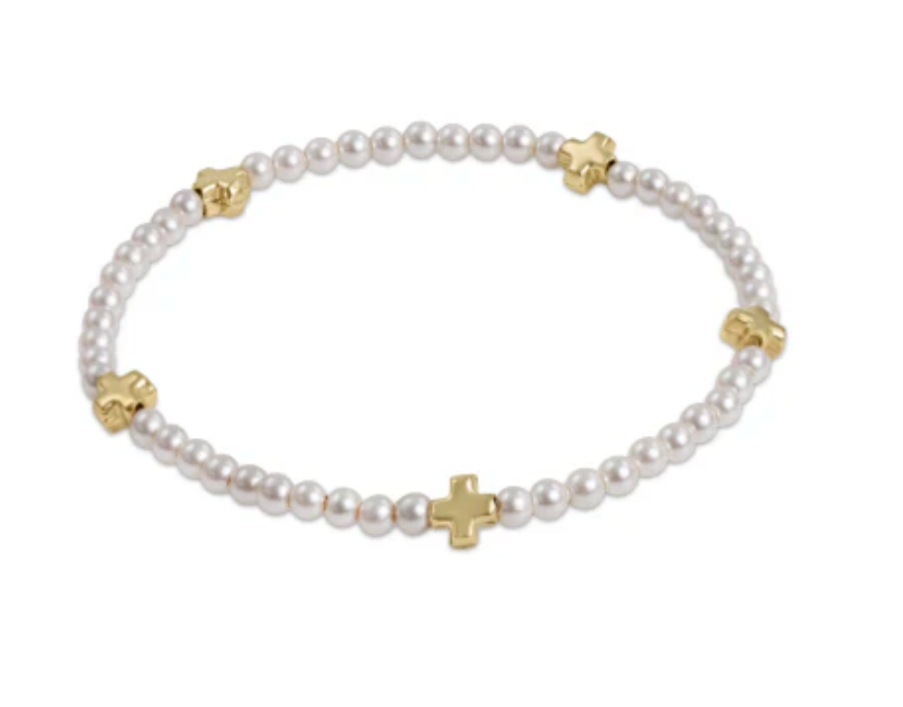 small signature cross pearl 3mm gold