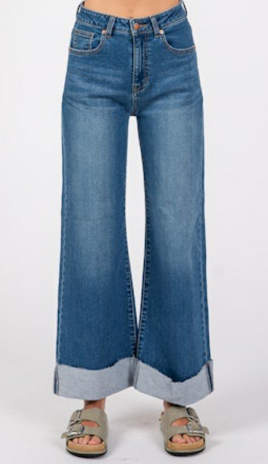 bianca wide leg cuff jeans