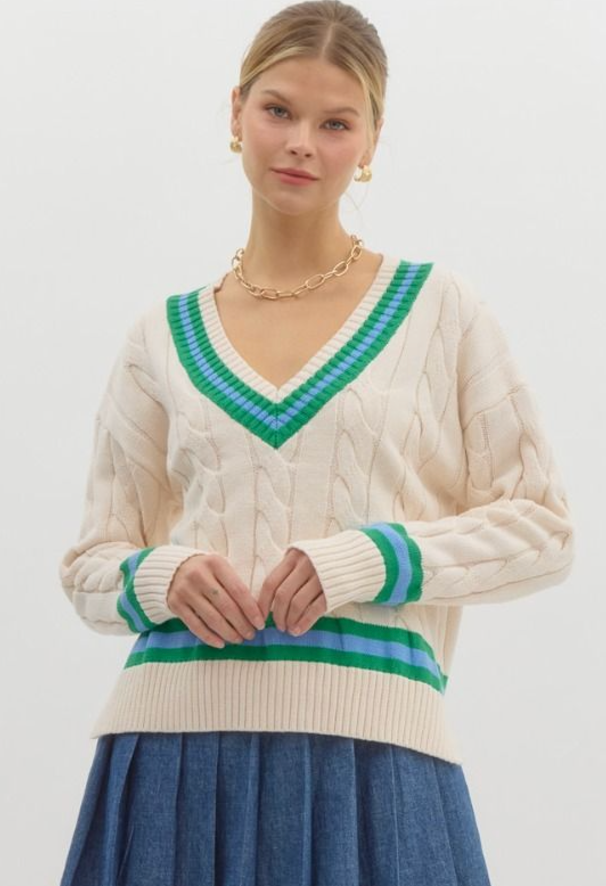 coastal prep vneck sweater