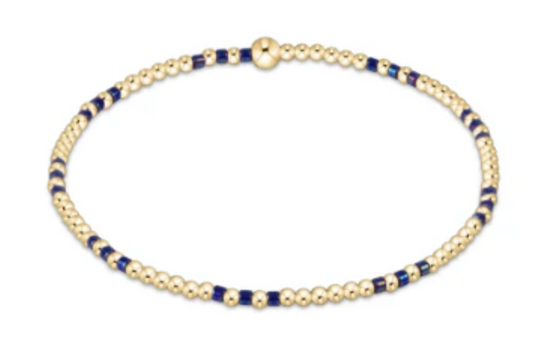 hope joy pattern 2mm bead bracelet blue metallic