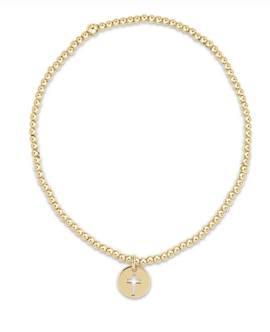 egirl classic gold 2mm bead bracelet - blessed small gold disc