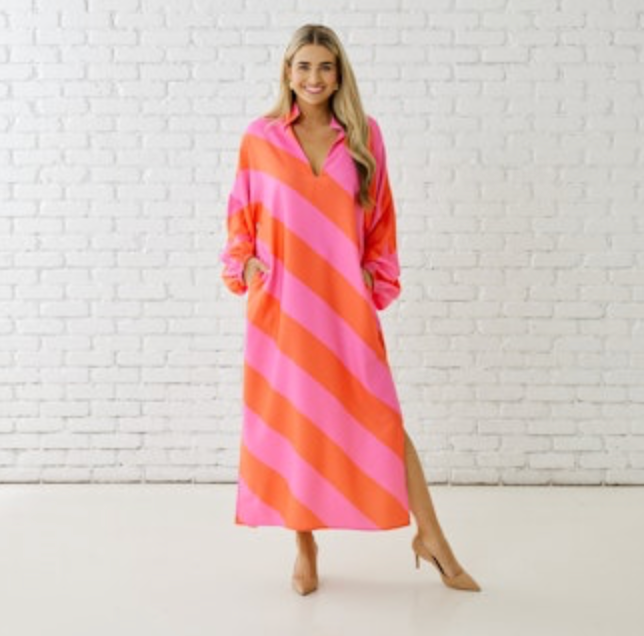 coco caftan in pink-orange