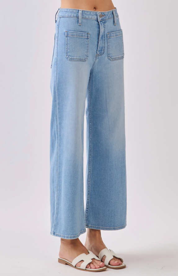 heidi front patch pocket wide leg jean