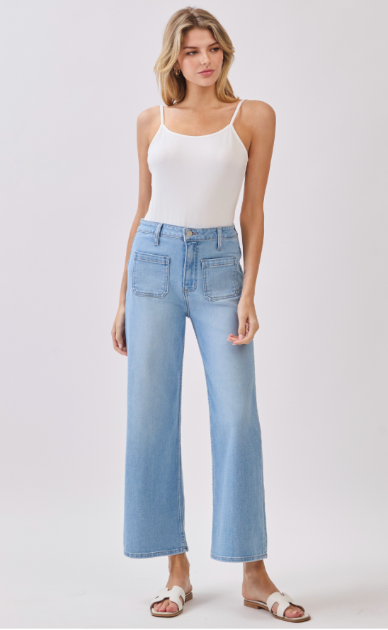 heidi front patch pocket wide leg jean