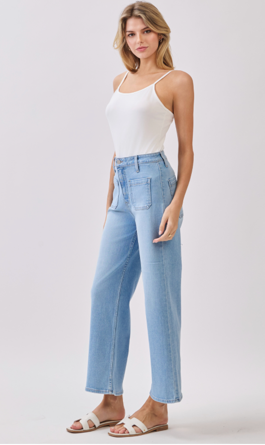 heidi front patch pocket wide leg jean