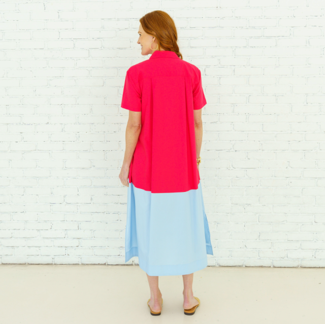 millie colorblock dress red and blue