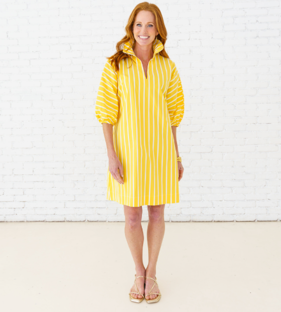 sloane dress yellow stripe