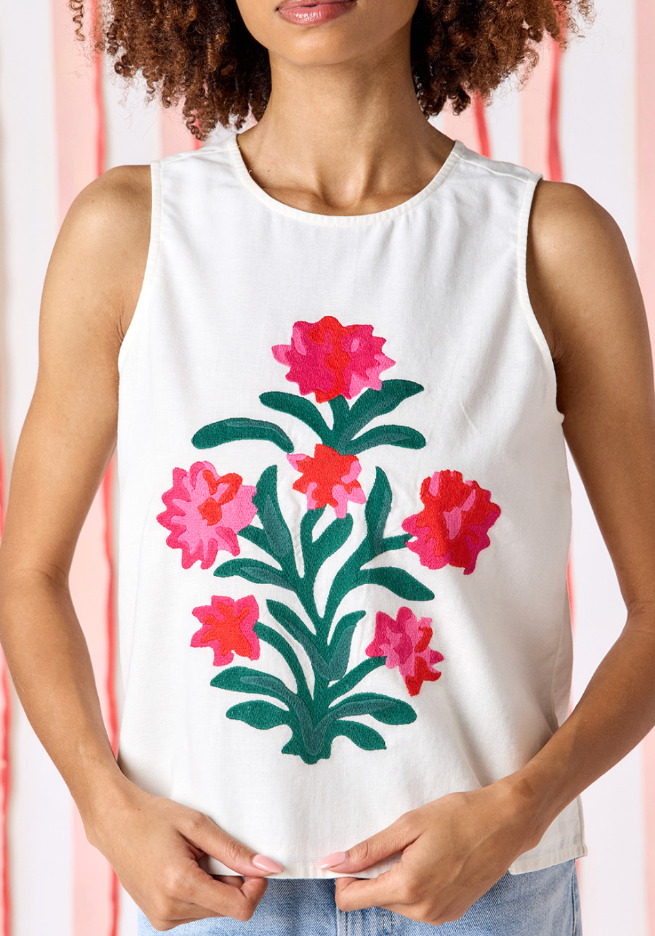 elly tank ivory with floral