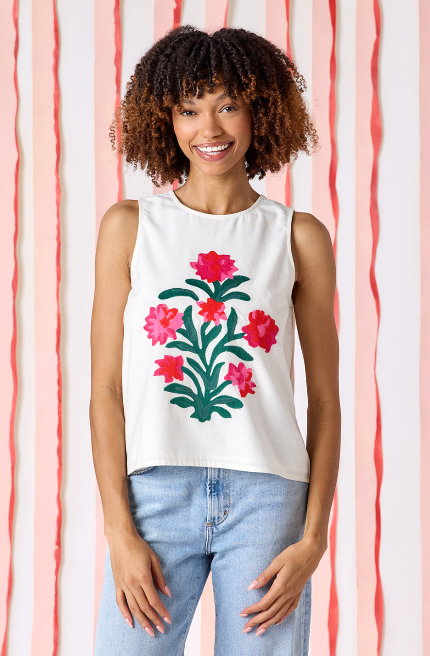 elly tank ivory with floral