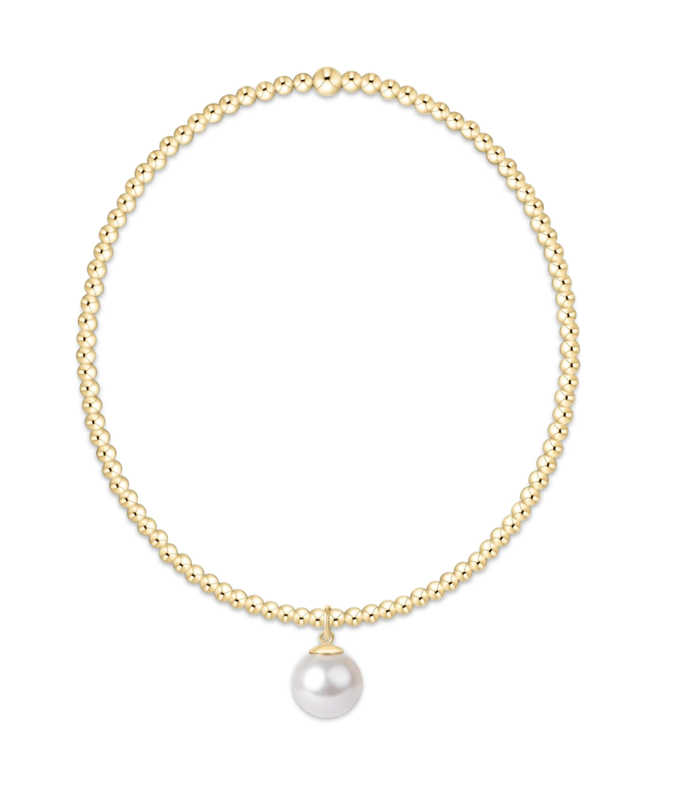 classic gold 2mm bracelet classic pearl 8mm charm
