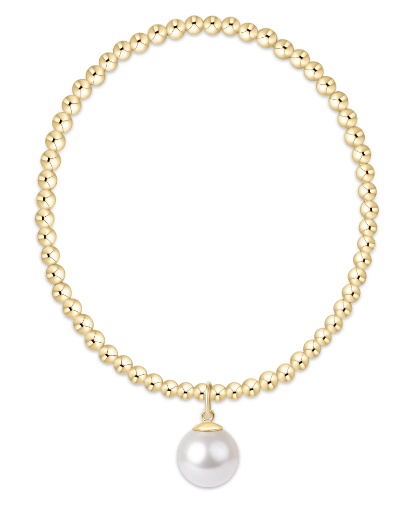 classic gold 3mm bracelet classic pearl 10 mm charm