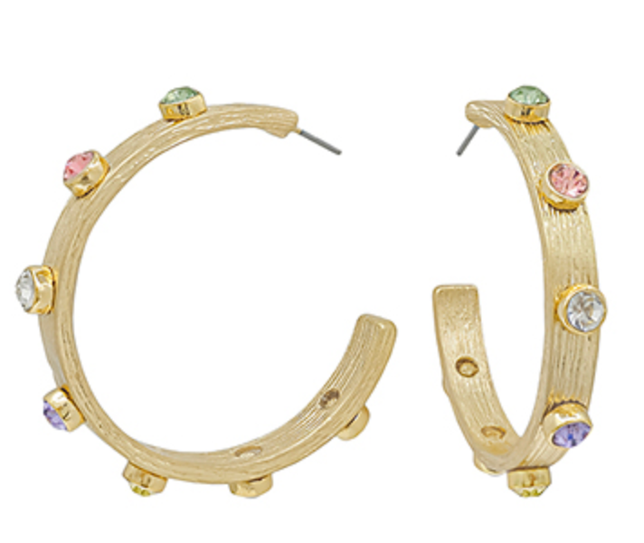 45mm crystal station textured hoops