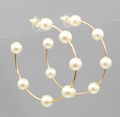 pearl on wire hoop earrings