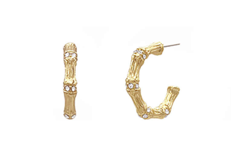 25mm pave crystal bamboo hoops