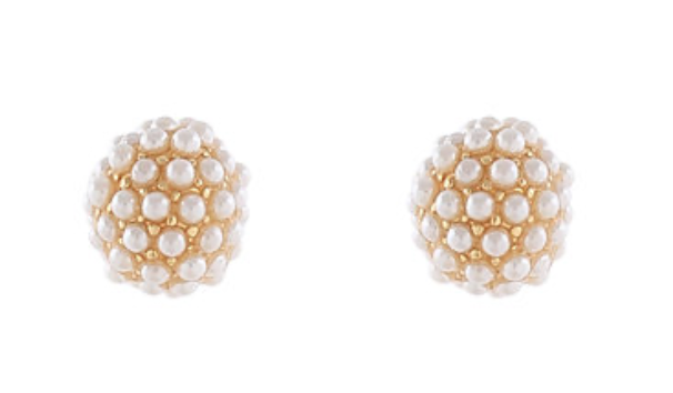 10mm pave pearl ball stud earrings