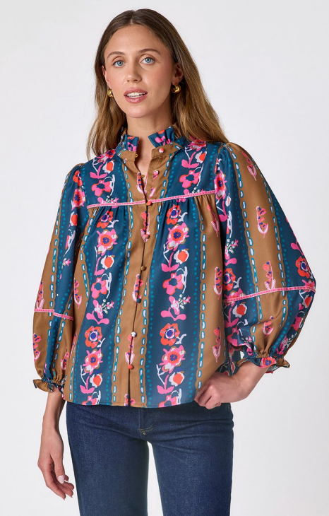 worth blouse tapestry stripe