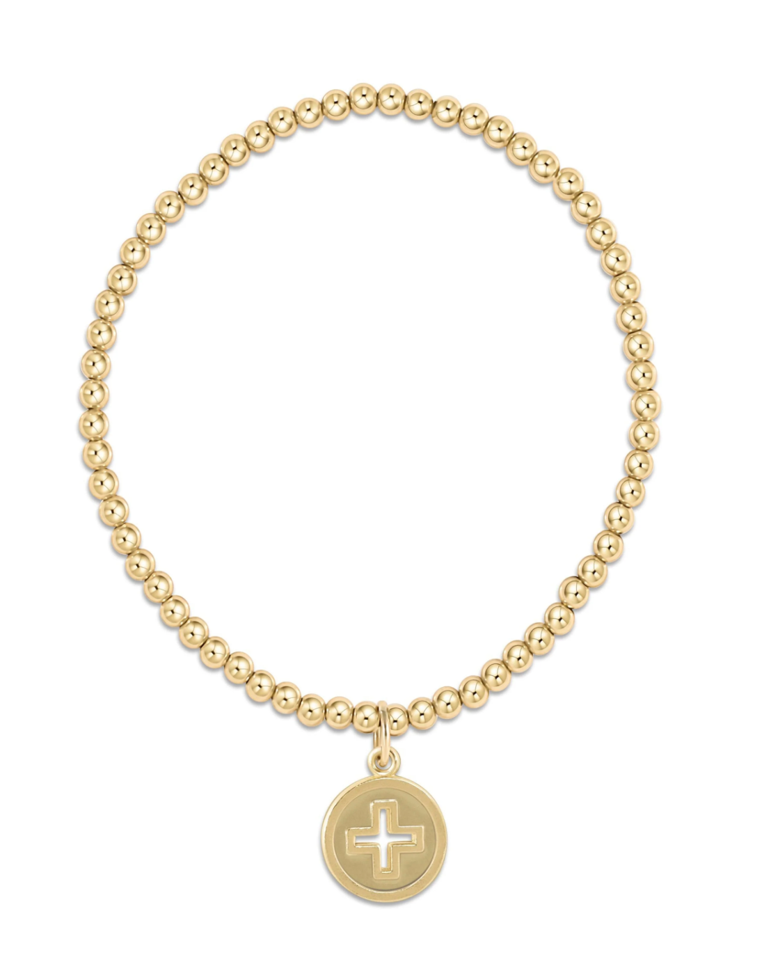 classic gold 3mm bracelet - signature cross gold disc