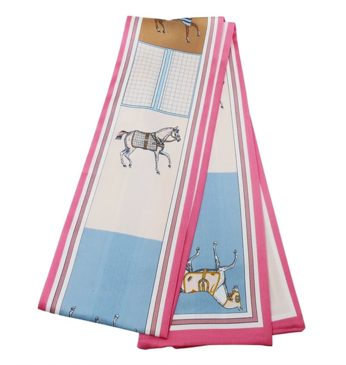 horse block print narrow scarf