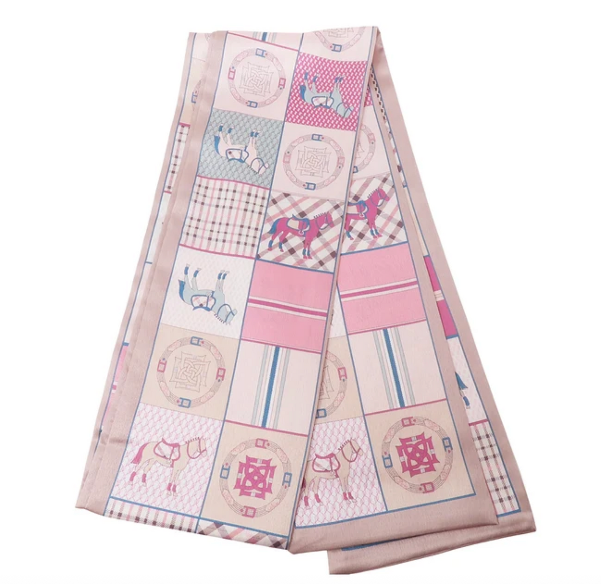 equestrian theme print narrow scarf