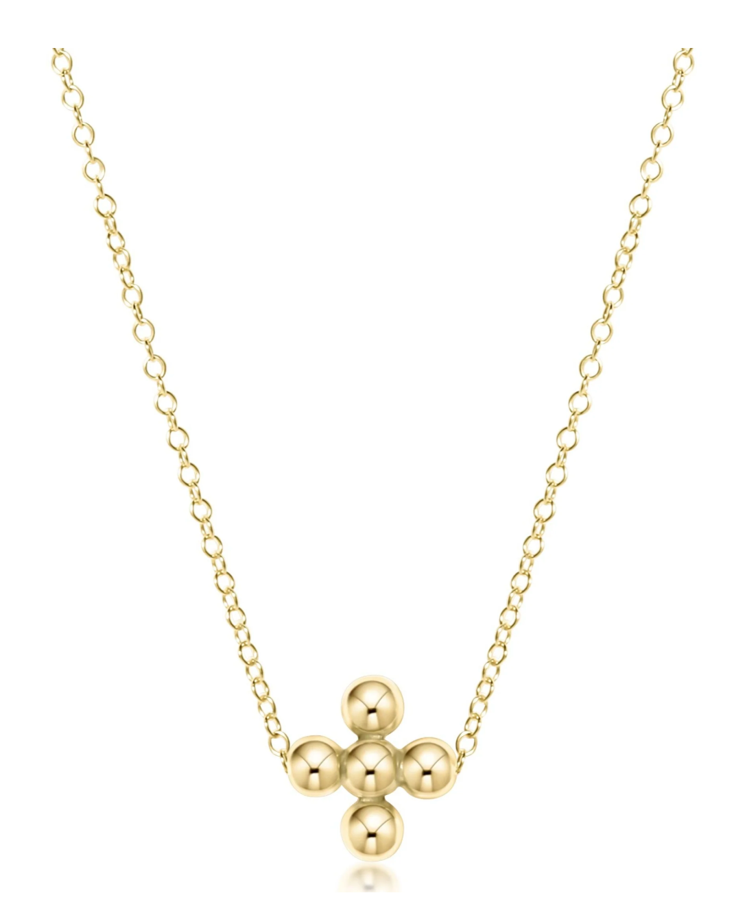 16" necklace gold - signature cross beaded gold 3mm