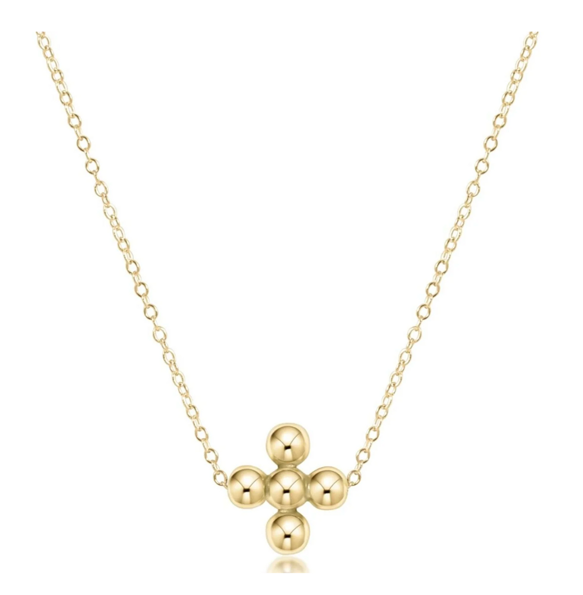 16" necklace gold - signature cross beaded gold 4mm