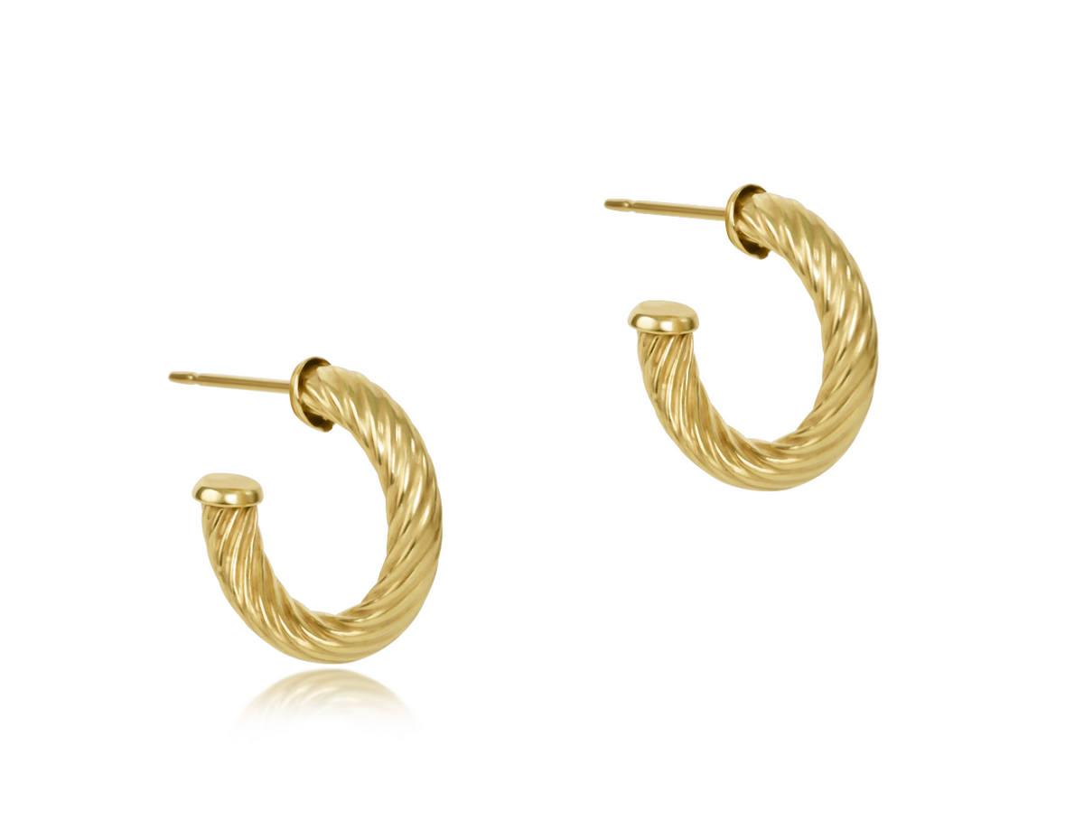 round gold 0.5" post hoop - 4mm - textured twist