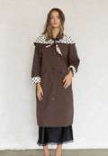 evie contrast polka dot coat