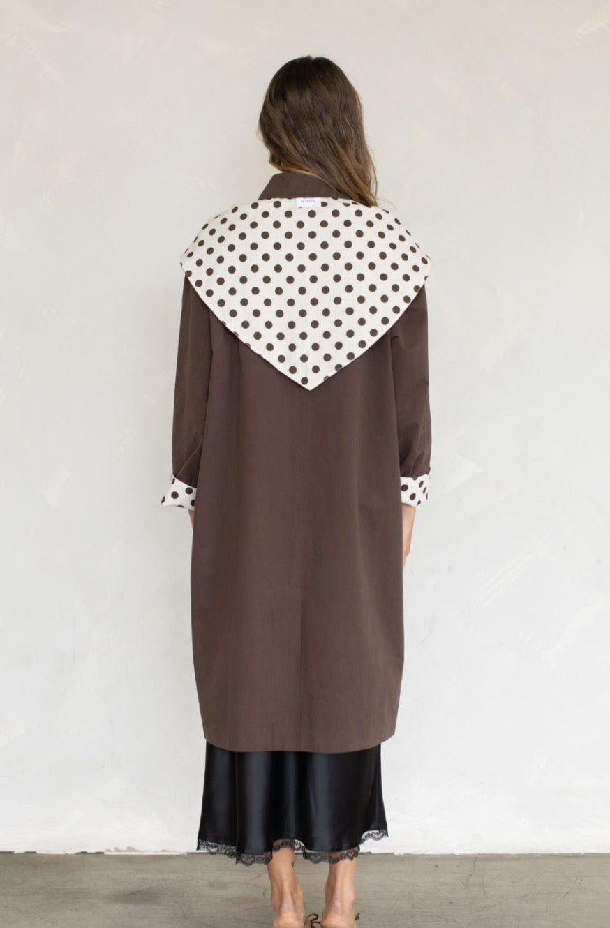 evie contrast polka dot coat