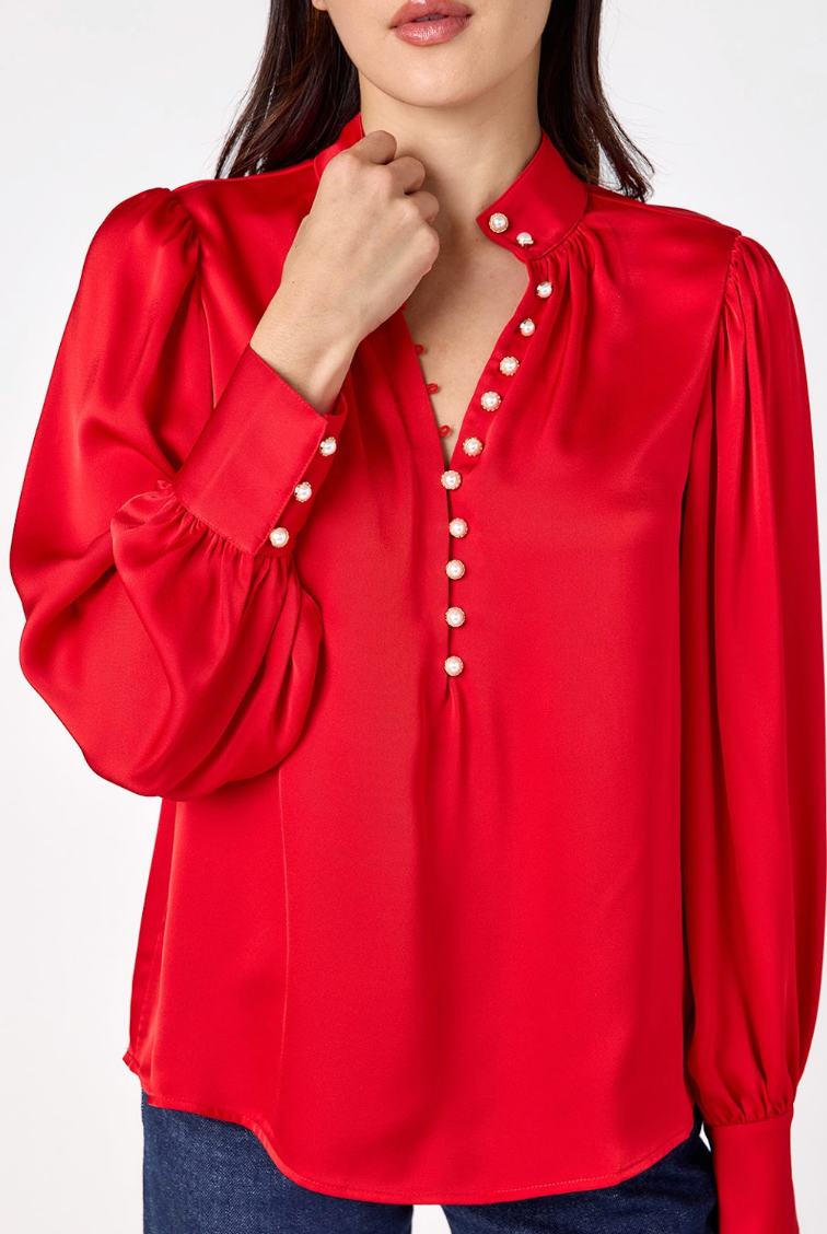 leland blouse ruby red