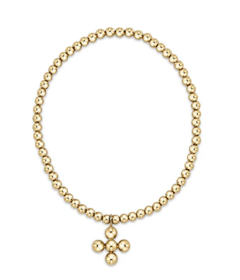 classic gold 3mm bead bracelet classic beaded signature cross gold charm 4mm bead gold