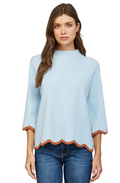 davis scalloped mock neck sweater