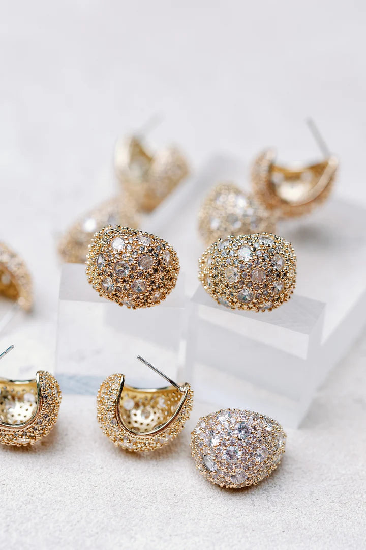 pave crystal gumdrop earrings