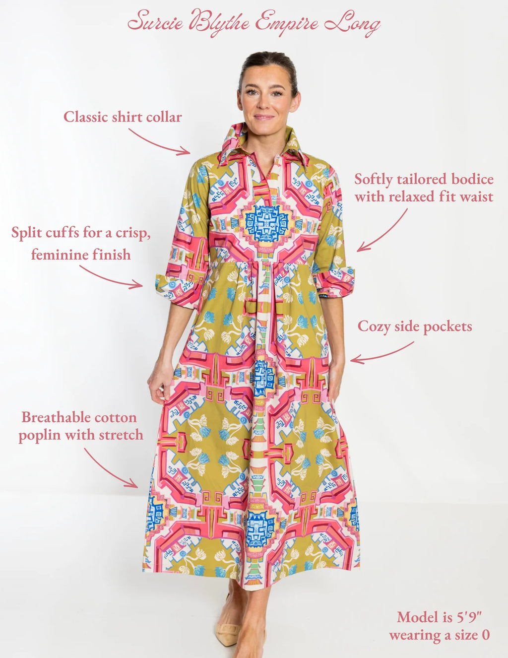 surcie blythe empire dress long