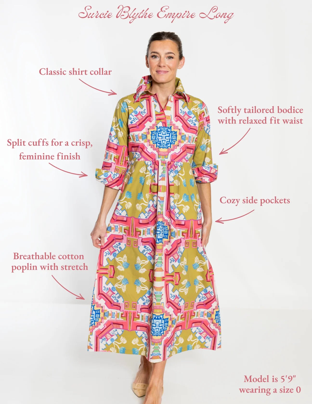 surcie blythe empire dress long