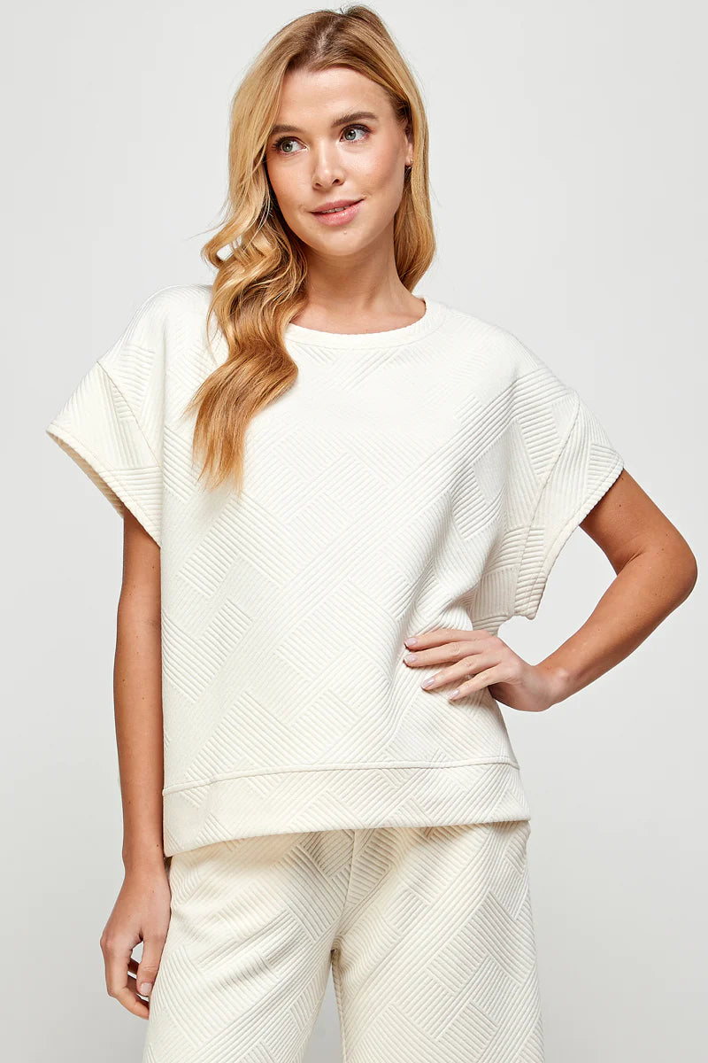 hamptons textured knit short sleeve top