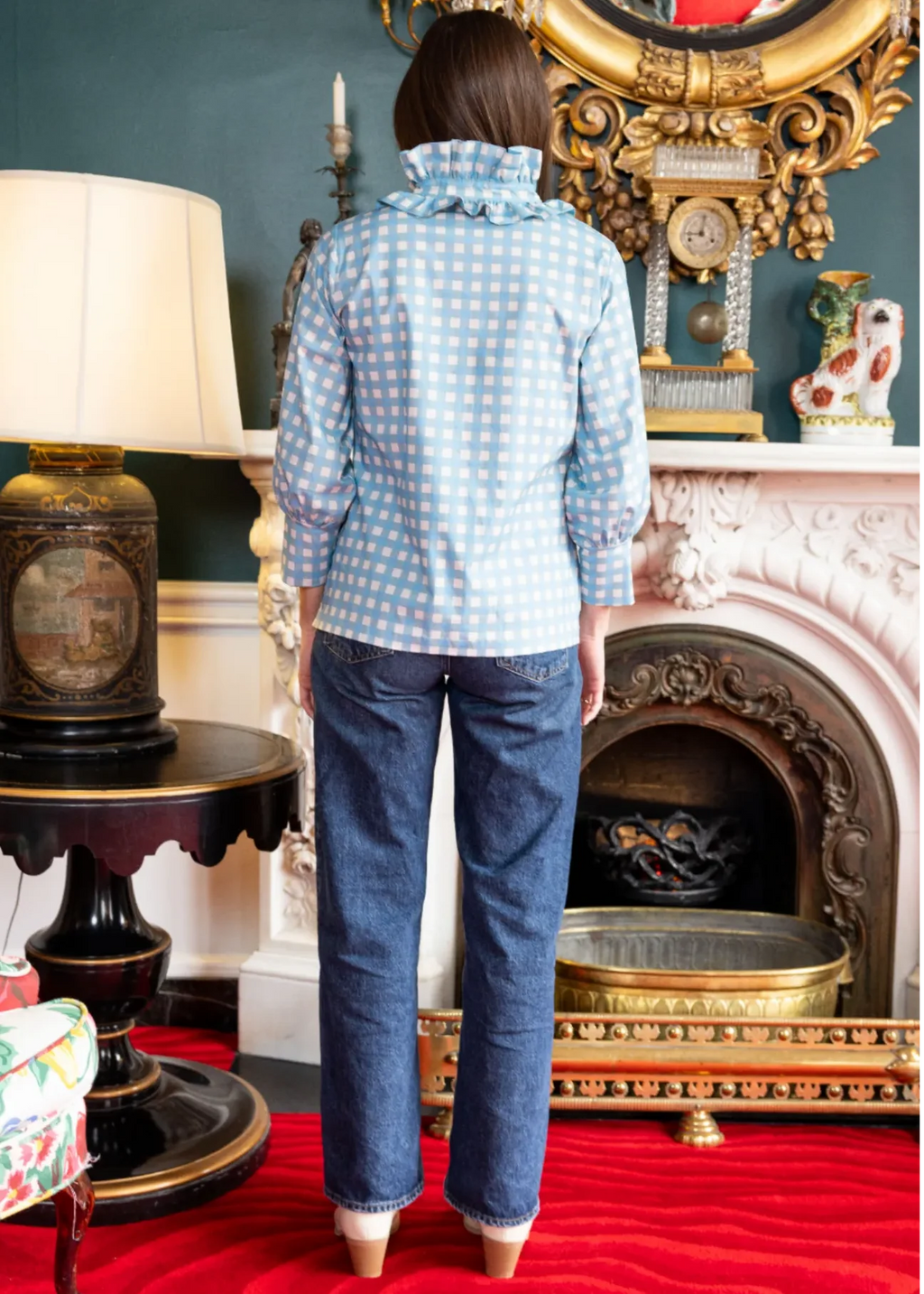 blue gingham harper estate top