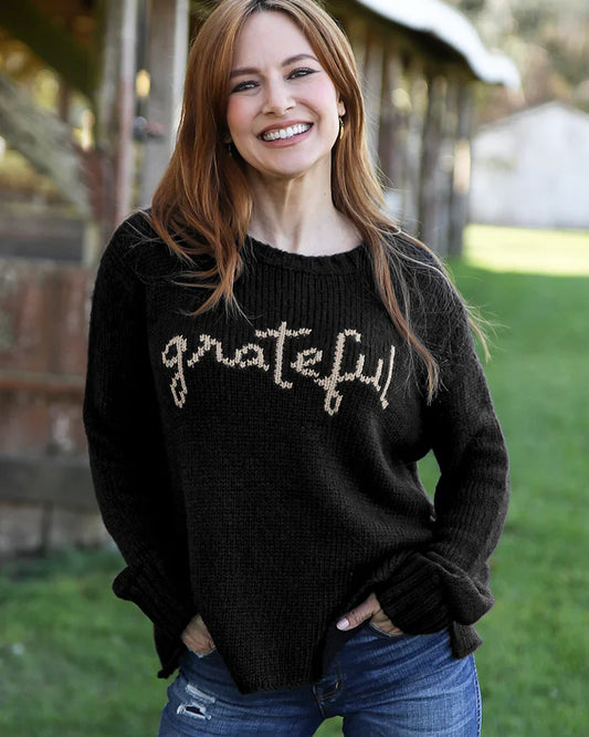 grateful crewneck chunky sweater